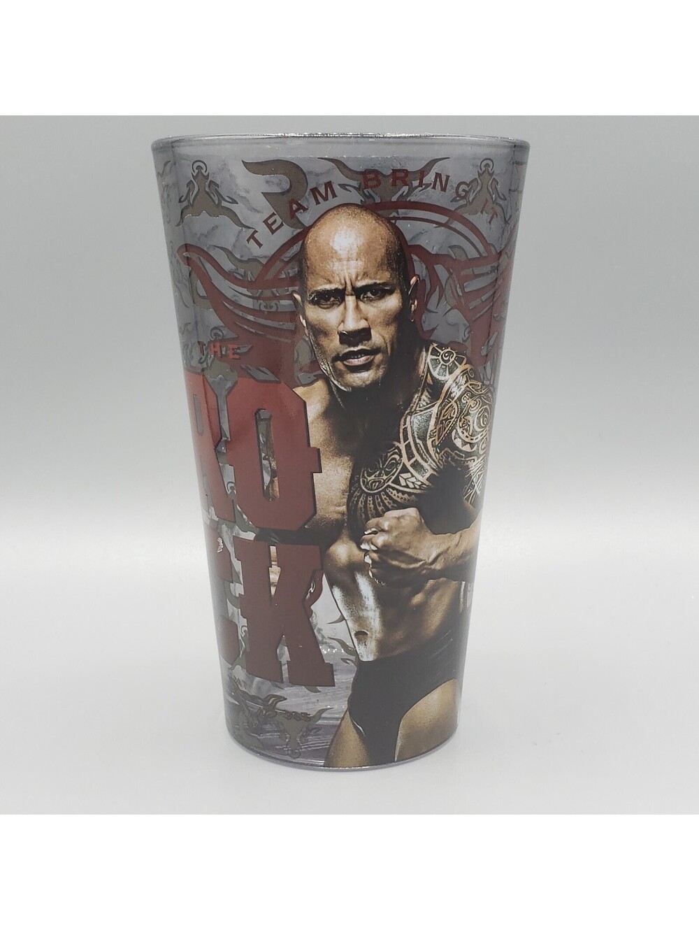 WWE The Rock Just Bring It Drinking Glass 16 Oz  Wrestling Collectible Bull 2018